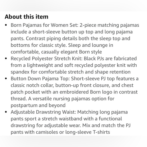 Women's Black BORN Button Up Soft Pajama Set - Picture 3 of 12